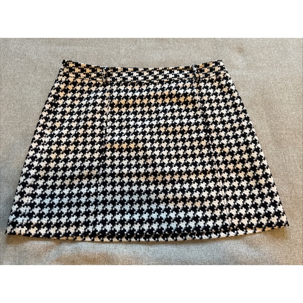 Trina Turk Skirt Women Size 8 Houndstooth Black White Mini 90s Retro